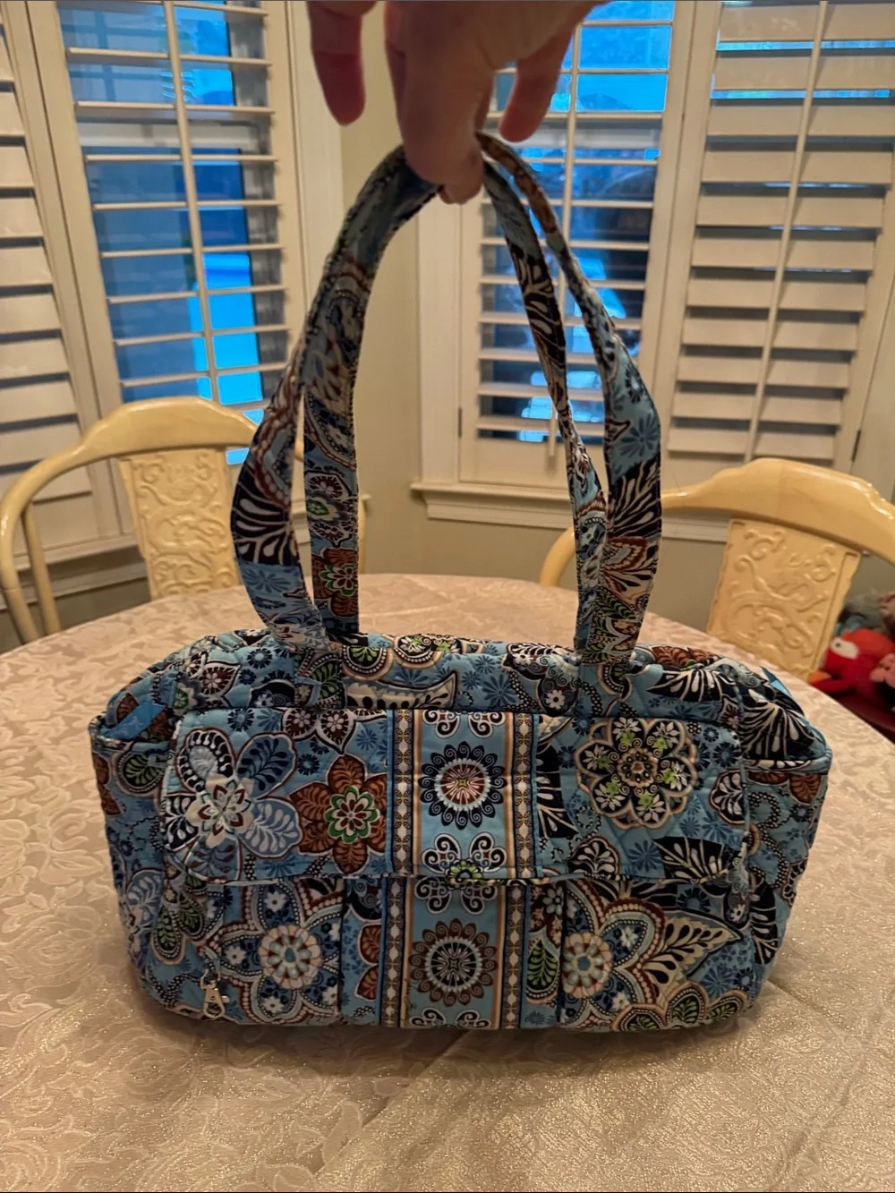 Quilted Cotton Diaper Bag by Vera Bradley in Retired Bali Blue Paisley Pattern